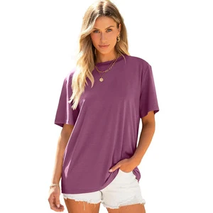 Direct Bangladesh Factory Hot Selling Women's Plus Size T-Shirt Solid Color Short Sleeve Eco-Friendly Printed Casual High Street