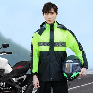 Men's Full Body Rainproof Suit Long Two Piece Rain Pants With Rain Cape Pattern Travel Rider Raincoat Adult Custom Logo