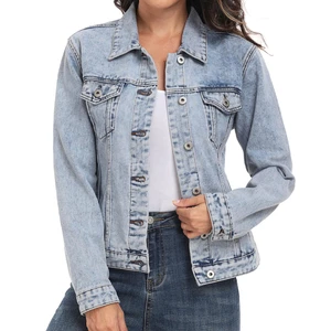 Premium Women's Denim Jean Jacket Ladies Casual Fall Jacket Denim Button up Coat Denim Jackets