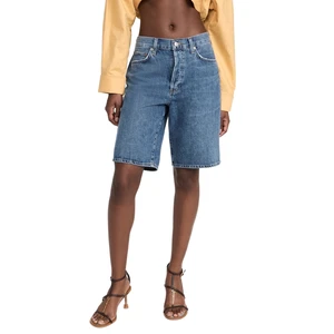High Quality Women's Baggy Mid-Length Denim Shorts Loose Fit Casual Style with Washed Technics Summer Waist Logo
