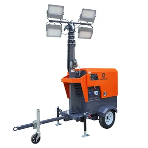 Kowloon Portable Mobile Light Tower 5.5m Telescopic Mast White LED Floodlight 4x300W/400W/1000W 1 Year Low Maintenance Cost