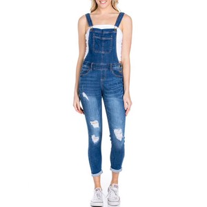 Vintage All Seasons Women's Long-Sleeved High Waist Breathable Casual Denim Dungaree Jumpsuit with Tie Dye and High Quality
