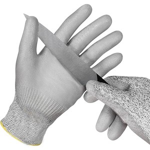 PU Dipped Coated Foam Textured HPPE Lined Cut Resistant Safety Gloves ANSI/ISEA Cut Level 3 EN388 Tear Resistance Puncture
