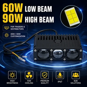 SFIDA Three Eye Lens Car Front Grille Lights 90W 9000LM Bi LED Projector Fog Lamp for SUV Truck Motorcycle