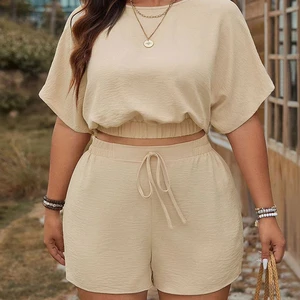 Women's Plus Size Women's Clothing Spring/summer New Versatile Casual Fashion Set Shorts Two-piece Set