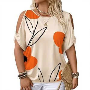 Wholesale Hot Selling Elegant Casual Women's Plus T-Shirts Short Sleeve Crew Neck Print Customized Eco-Friendly Breathable Quick