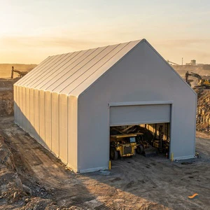 Explosion-Proof Rated Industrial Oilfield Fabric Building A-Frame Gable 40x100m Light Grey PVC for Iron Ore Stockpile