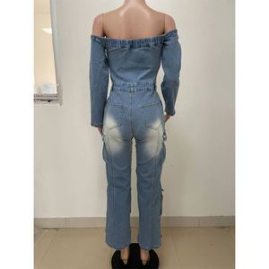 Fashionable Women Denim Jeans Jumpsuit - Sexy Cut-out, Zipper Design, Long Chest, Sleeveless, Wrap Style, Casual Overalls