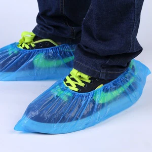 Factory Safety Protective CPE Disposable Elastic Blue Anti-Slip Shoe Cover