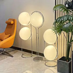 Modern Nordic-Style Silver LED Floor Lamp E27 Iron Base Plastic Body Featuring Metal Shade for Living Room Hotel Shop Decor