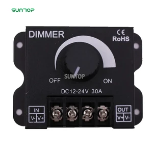 Knob Switch Aluminum Single Color LED Dimmer DC 12V 24V 30A Adjustable Brightness LED Dimming Controller For LED Strip Lights