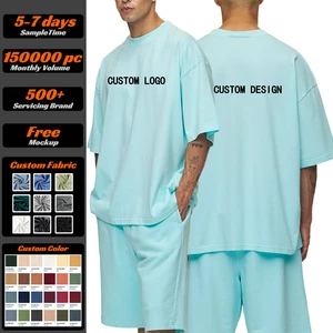 Kodo Custom Trending Super Baggy Loose Tshirt Shorts Tracksuit Outdoor Elastic Waist High Quality Sweat Suits