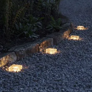 Solar Garden Ice Brick Glass Square Underground Lights With Warm Lighting for Villa Ambiance Decorative Landscape