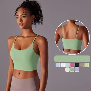 Breathable Solid-color Yoga Tank Top with Built-in Bra and Front Logo for Women