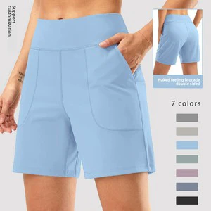 High-Waist Sporty Casual Womens Loose Plus-Size Quick-Dry Breathable Yoga Shorts with Pockets Summer Fitness