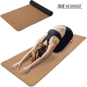 Micogo High Quality 183*61cm Eco-friendly Cork Rubber Eco Cork TPE Gym Fitness Natural Cork Custom Organic Yoga Mat
