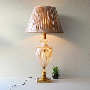 Luxury Simple Electric Glass Table Lamp | Vintage Style LED Nightstand Lighting with Warm White Light