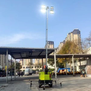 2025 New Mobile Portable Telescopic LED Light Tower with Diesel Generator 5m 7m 9m Manual Remote Control Lighthouse for Outdoor