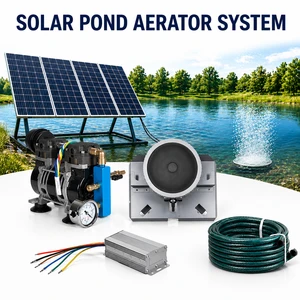 Solar Powered Pond Aerator 50LPM Portable Pump With 1diffusers And Sink Hose For 0.5 Acres Up To 6m Depth Fish Ponds