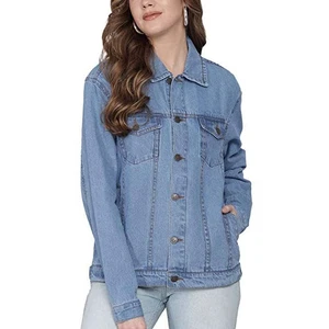 Wholesale Woman's Cropped Denim Jackets Slim Fit Long Sleeve Denim Jackets High Quality Casual Outerwear Denim Jackets