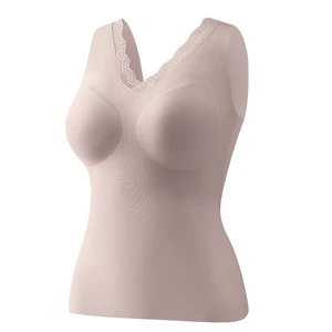 Plus-sized Women's Vest With Padded Cups and Seamless Ice Silk Straps No Steel Ring Ladies tank Top