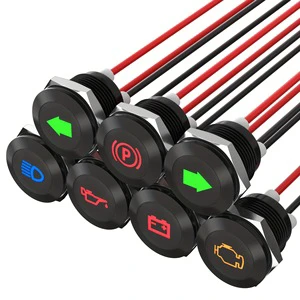 YUHE 220V LED Ring Illuminated Dashboard Indicator Light IP65 Waterproof Car Turn Signal Trouble Lamp High Beam Stainless Steel