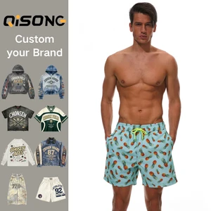 Custom Shorts Men's Casual Elastic Waist Canvas Sports Shorts Beach Surfing Swimming Boxer Trunks Plus Size Breathable