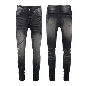 High Quality Mens Cotton Denim Streetwear Pants for Mens Clothes Designer Pants Fitting Ripped Pantalones