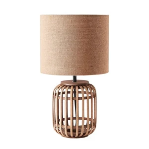 Hot Sale Cheap Price Wholesale Bamboo Table Lamp with Shade Brown Bamboo Night Light Handmade Home Decoration Rustic