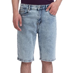 Denim men's shorts stretch blue jorts, jeans regular men's denim with custom logos shorts for men