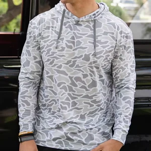 Custom UPF50+ UV Sublimation Duck Deer Camo Performance Men's Long Sleeve Sun Shirt Fishing Hooded Clothes Apparel Fishing Shirt