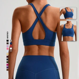 SHINBENE Hi Could Women's Workout Gym Fitness Sports Bras Back Cross Straps Bra Yoga Crop Bras