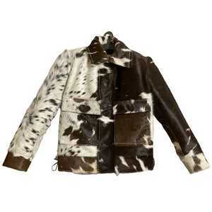 New Style Men's Cowhide Leather Jacket with Logo Decoration 100% Cowhide Leather Material Full Sleeves for Autumn/Winter Use