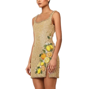 Wholesale Women's Sleeveless Square Neck Breathable Beaded Embroidery Mini Beach Cover-Ups