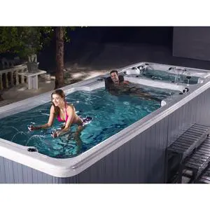 Aristech Acrylic Swim Spa For Outdoor Freestanding Balboa System Endless Swim Spa Hot Tub With Led Lights