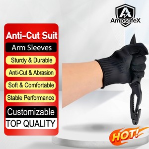 AmpsafeX High Performance Level 5 Safety Gloves Steel Wire Mesh Cut Resistant Durable Anti-Slip 26cm Silicone-Free Customizable