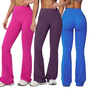 High-Elastic Micro-Yoga Pants for Women Naked High Waist Slim Hip Wide Leg Wear for Sports Fitness Fitness Yoga Trousers