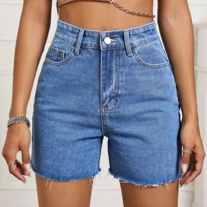 New Design Women's Mid Waist Straight Vintage Jeans Shorts Distress Comfortable Plus Size Acid Wash Denim Eco-Friendly Summer