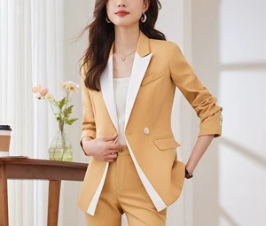 Casual and Fashionable Color-matched Suit for Spring and Autumn, New Style Business Casual Suit for Women