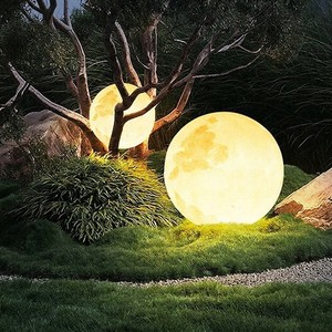 Moon Lamp Solar Powered Waterproof PE Floor Standing LED Garden Lawn Landscape Ball Outdoor Decorative Light