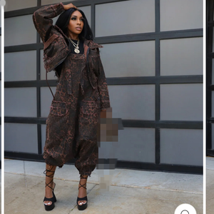 Fashion Women'S Pants & Trousers Leopard Denim Jeans Pocket Baggy Cargo Jumpsuit Overalls Suspender Casual Trousers Pants
