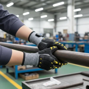 Oilfield Ansi Impact Gloves Sandy Nitrile Coated Work Gloves Guard Rubber Working A6 Cut Resistant Shockproof Safety Tpr Gloves