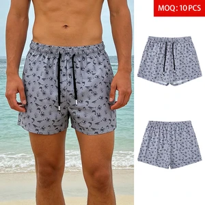 ODM Custom Logo Wholesale Men's Woven Casual Elastic Waist Board Shorts Quick Dry Breathable Beach Swim Trunks With Side Pockets