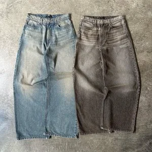 Custom Vintage Streetwear Men's Baggy Jeans Y2K Style Washed Denim Pants Loose Wide Leg Casual Trousers for Trendy Daily Outfits