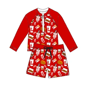 Food Print Boys' Camouflage Print Swimsuits Spandex/Nylon Material Quick Dry Sun Protection for Children's Soaking