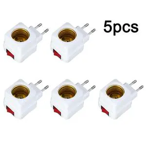 5 Pcs Lamp Base Light Lamp Bulbs Socket Base Holder E27 LED EU Plug Adapter ON/OFF Switch White Light Socket Light Adapter Plug