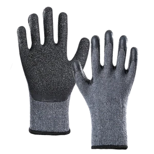 Black Color Industrial Safety Gloves Polyester Knitted Latex Coated Gloves