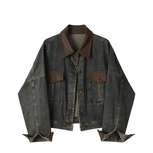 Custom Men's Classic Blue Denim Jacket Wholesale Vintage Distressed Jean Jacket Slim Fit Cotton Trucker Coat Streetwear