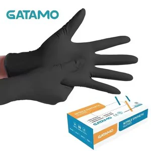 F004 CE 5Mil 6Mil Guantes De Nitrilo Disposable Nitrile Glove Black Work Examination Powder Free Disposable Nitrile Gloves