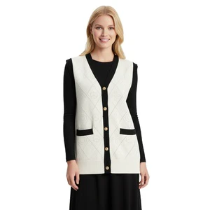 Low Moq Custom Women Knit Vest Sleeveless V-Neck Ladies Vest Plus Size Fashion Hollow-out Women Knitted Vest